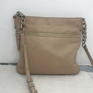 Kate Spade Cobble Hill Ellen Tan Pebbled Leather Crossbody Bag Chain Link